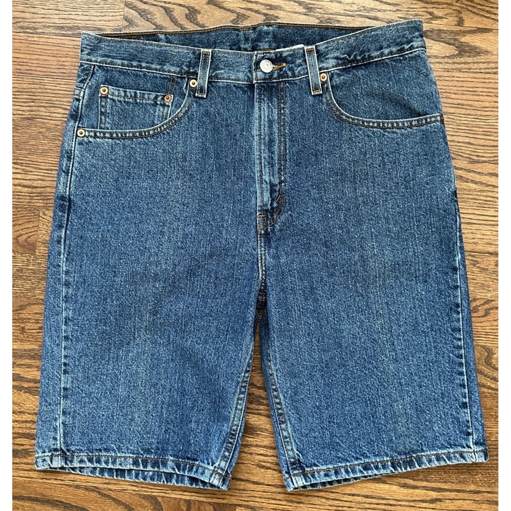 Vintage 90s Levis 505 Blue Denim Jean Shorts Jorts Mens 34 Regular Fit Red Tab